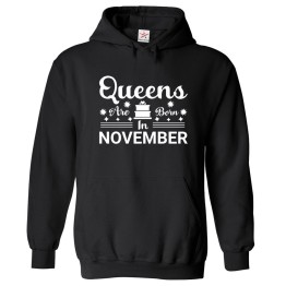 Queens Are Born In November Birthday Celebration Funny Unisex Kids & Adult Pullover Hoodie									